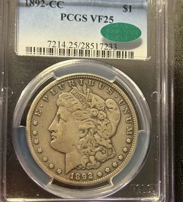 1892-CC Morgan Silver Dollar VF25 PCGS With CAC Approval - Image 1 of 4