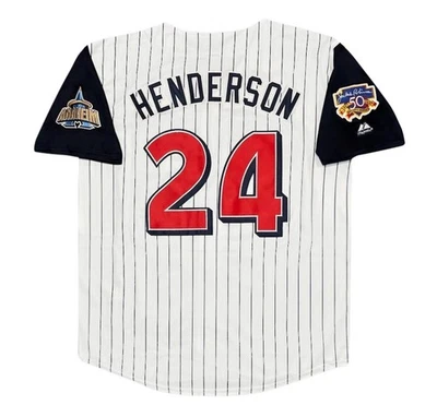 Jersey Rickey Henderson 1997 Anaheim Angels blanco con parche Jackie grande para hombre Foto 1 de 4