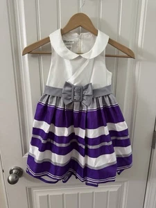 Bonnie Jean Girls Size 5 Purple And White Collared Dress - Picture 1 of 3