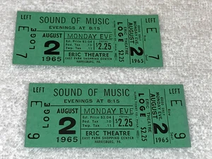 THE SOUND OF MUSIC 1965 ORIGINAL TICKETS Julie Andrews Christopher Plummer Green - Picture 1 of 6