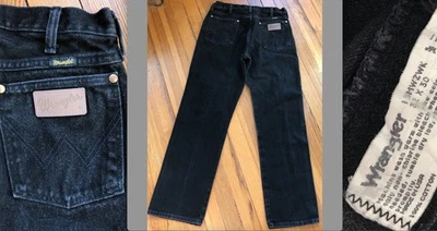 VTG 90s WRANGLER USA-MADE DARK BLACK JEANS DENIM STRAIGHT LEG MEN'S 32/30 EUC - Image 1 of 4