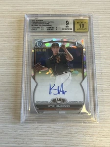 2023 1st Bowman Chrome KYLE HARRISON Atomic Refractor Auto /100 BGS 9 - Red Sox - Picture 1 of 2