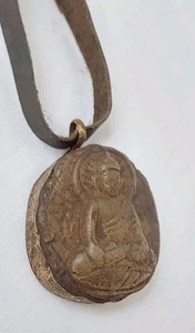 Antiker Tibetanischer Weihrauch Buddha Amulett Schutz Himalaya Anhänger Kette - Bild 1 von 8