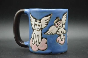 Design By Mara of Morelia MEX Stoneware ANGELS Mug Hand Finished Signed - Picture 1 of 3