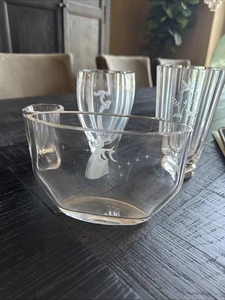 MCM VNT Orrefors Swedish Art Glass Etched Lot 4 Birds Mother Child Girl Stars - Picture 1 of 24