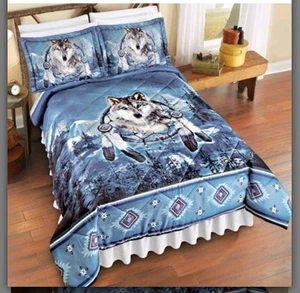 WOLF RUSTIKALE LODGE KING SZ BETTDECKE & BEZÜGE - TRAUMFÄNGER LANDHAUSHÜTTE - Bild 1 von 1