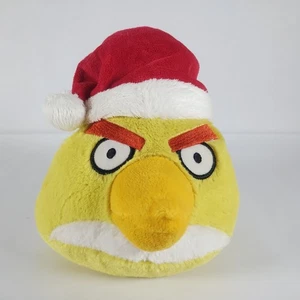 Chuck Santa Hat Yellow Bird Angry Birds 5" Plush 2011 Commonwealth No Sound - Picture 1 of 9