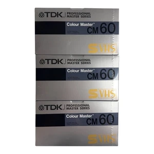 3-PACK TDK PRO CM 60 Minute ADAT Colour Master Tapes SVHS Super VHS - Picture 1 of 3