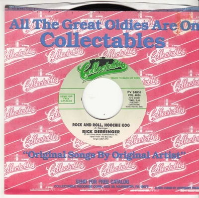 RICK DERRINGER - ROCK AND ROLL HOOCHIE KOO/HANG ON SLOOPY - MINT REISSUE 45 Foto 1 de 2