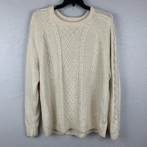 Abercrombie & Fitch Fisherman Pullover Herren 2XL Creme Zopfmuster Merinowolle - Bild 1 von 6