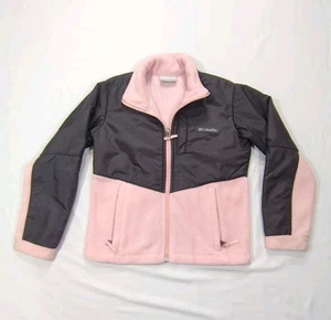 Columbia Fleece Jacket Pink Black Women's Girl's Size XSmall Full Zip - Picture 1 of 5