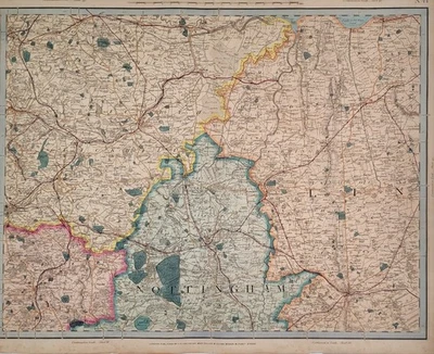 Ordnance Survey – Sheet 44 – 1855 Cruchley Engraved Map – Nottinghamshire - Image 1 of 4
