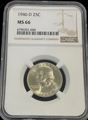 1946-D MS66 Washington Quarter NGC Mint State 66 GEM! Cover