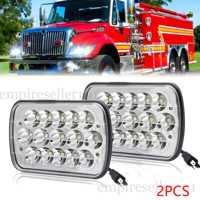 Pair 7x6" LED Headlights Halo For International 7400 Freightliner FL60 FL70 FL80 - Image 1 of 4