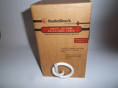 RADIO SHACK 278-023  RG-6/U 100-FT.   SHIELDED COAX CABLE, WHITE  278-0023 - Image 1 of 4