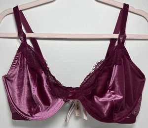 Victoria's Secret Bra 38DD Unlined Demi Velvet Lace Purple Sexy NWT - Picture 1 of 12