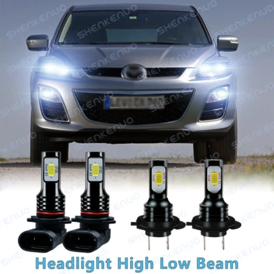 Kit combo 9005 H7 farol de LED feixe alto baixo 4x para Mazda CX-7 2007-2011 2012 - Imagem 1 de 4