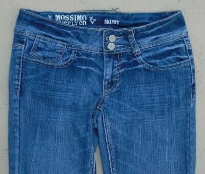 Mossimo Talla 3 Vaqueros "Skinny" Tiro Bajo, 31 1/2 Cintura con Bolsillos Traseros Únicos Foto 1 de 4