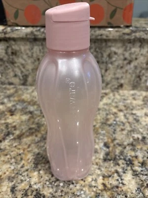 NEW Tupperware Large eco water bottle sheer pink 1L 35oz with flip lid - Image 1 of 4