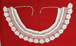 Vintage White Cotton Crocheted Collar 3.25” Wide Tie Closure Adjustable Lace - Picture 1 of 10