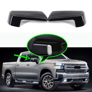 For Chevrolet Silverado 1500 2019-2022 Rearview Mirror Cover Cap Glossy Black AS - Picture 1 of 10