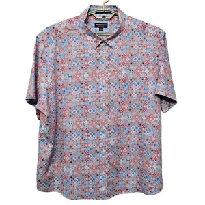 Johnston & Murphy Casual Button Up Shirt Big Tall XXXL 100% Cotton Mosaic Print - Picture 1 of 7