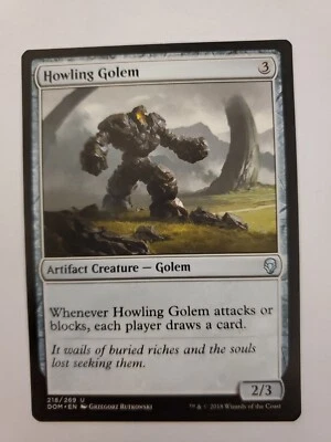 MTG Magic The Gathering Card Howling Golem Artifact Creature Golem Dominaria  - Image 1 of 2