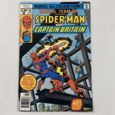 Marvel Team-Up Spider-Man and Captain Britain #65 VF+ comic 1977 Pence Copy