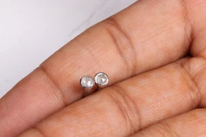 Sertie de lunettes à clous diamant taille rose blanche naturelle de 3,0 mm, c... - Imagen 1 de 7