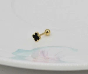 14K Solid Gold Flour Kleeblatt Ohrstecker Piercings für Damen Nase Hochzeit - Bild 1 von 12
