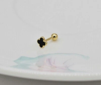 14K Solid Gold Flour Kleeblatt Ohrstecker Piercings für Damen Nase Hochzeit - Bild 1 von 4