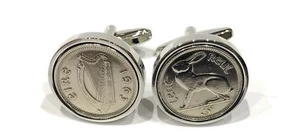 Premium 1964 Glück Irisch Drei Pence 3D für A 61st Manschettenknöpfe Antik Coins - Bild 1 von 1