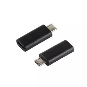 Micro USB Stecker zu USB-C Buchse Adapter Konverter für Handy Tablet - Schwarz - Bild 1 von 1