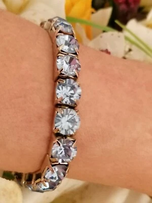 Brazalete tenis piedras preciosas TOPACIO azul algo 8 mm regalo chapado en oro 18k HMD Foto 1 de 4