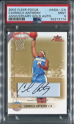 2003-04 FLEER FOCUS "CARMELO ANTHONY" (ANNIVERSARY-GOLD) AUTO-ROOKIE (PSA-9)#/50 - Image 1 of 4