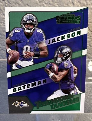 2022 Contenders Touchdown Tandems Green Lamar Jackson & Bateman RAVENS #TDT-LJA - Image 1 of 2