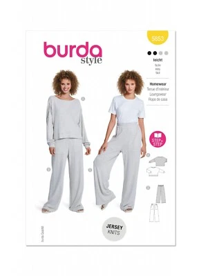 BURDA 5853 MISSES TOP & JOGGER PANTS Sewing Pattern Sizes 8 - 18 Skill: EASY - Image 1 of 4