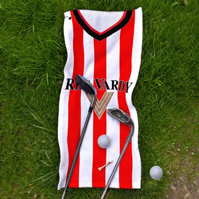 L&S PRINTS Sunderland 2001 Heimtrikot Retro Fußball personalisiert Vintage Golf Handtuchclip