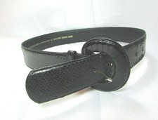 Vintage Women's Tango Creations Black Genuine Snakeskin Wide Belt Extra Small