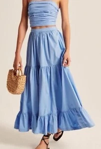 Maxi gonna donna Abercrombie blu XS zingara stile contadino occidentale cottagecore - Foto 1 di 12