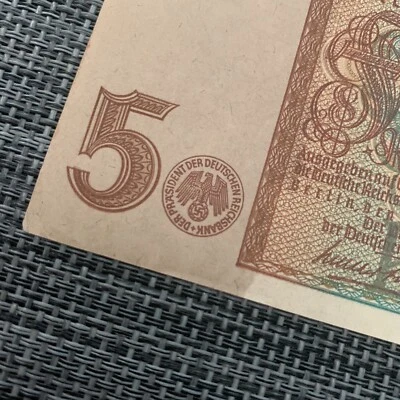 Serie Z Segunda Guerra Mundial Memorabilia 1942 Billete de 5 marcos Moneda alemana Alemania Foto 1 de 4