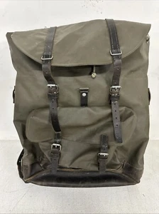 Vintage Schweizer Armee Gummiert Wasserdicht & Leder Militär Rucksack Backpack - Bild 1 von 6