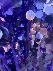 Jumbo 1.5" Circle Sequins - Lilac - Jumbo Sequins On Mesh Fabric Sold By Yard - Picture 1 of 4