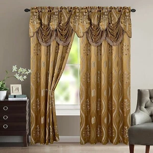 54 x 84 Curtains Window Drapes 2 Panels Living Room Bedroom Valance Taupe Rod - Picture 1 of 3