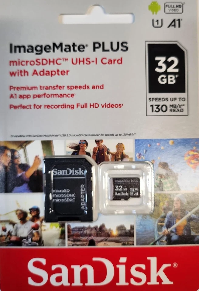 32GB Micro SDHC SanDisk – Image Mate UHS-I Card w/Adapter 130 MB/s - Image 1 of 1