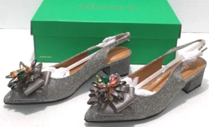 NEW IN BOX J. RENEE FAAYE PEWTER DANCE GLITTER WOMEN'S PUMP HEEL SHOES 7.5 W - Picture 1 of 8