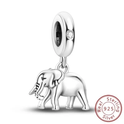 MULA Frauen 925 Sterling Silber DIY Charm CZ Netter Elefant Dangle Für Armband - Bild 1 von 4