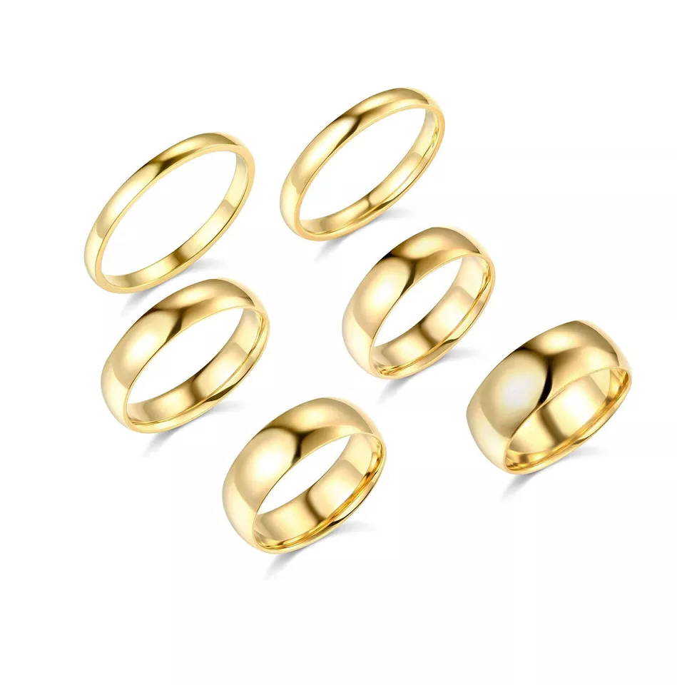 14k Solid Yellow White Gold 2mm 3mm 5mm 6mm 7mm 8mm Fit Engagement Wedding Band - Image 1 of 4