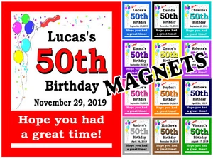 50TH BIRTHDAY PARTY FAVORS MAGNETS - SET OF 15 MAGNETS - Picture 1 of 1