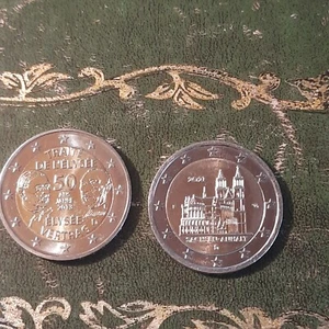 2 Euro Gedenkmünzen Sachsen Anhalt 2021 F - BRD 50 J.Elysee Vertrag 2013 F unz. - Bild 1 von 3